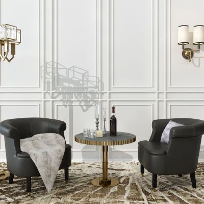 法式休闲单人沙发边几落地灯壁灯