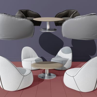 现代单人休闲洽谈懒人沙发茶几组合