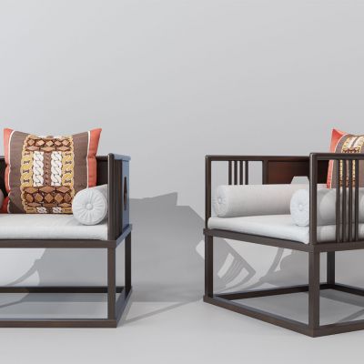 新中式单人沙发椅子