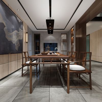 新中式茶室茶桌椅