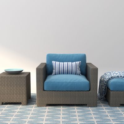 户外藤编休闲椅沙发墩组合