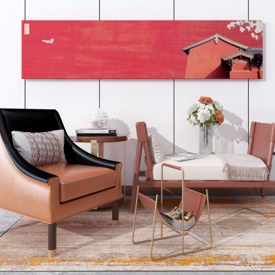 简欧单人沙发卧榻边几