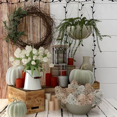 南瓜植物花环花瓶吊篮饰品蜡烛