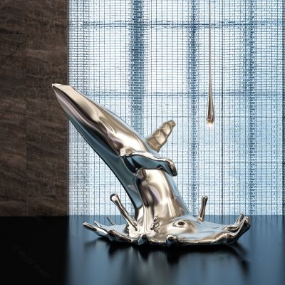 现代金属鲸鱼雕塑摆件