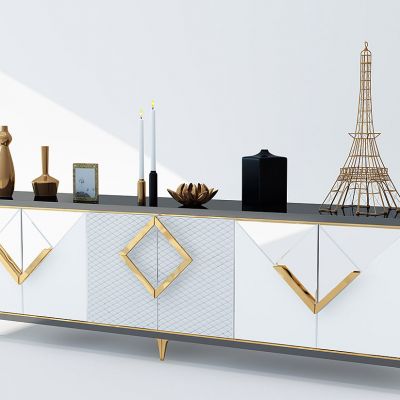 新中式电视柜铁塔