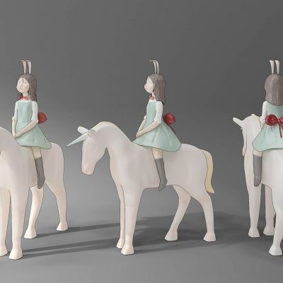 女孩房儿童房饰品摆件女孩马卡通雕塑摆件