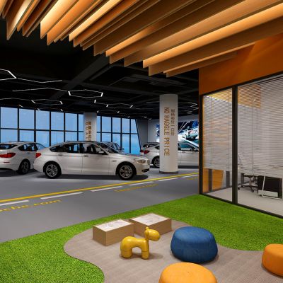 汽车销售大厅展厅展台儿童区宝马汽车