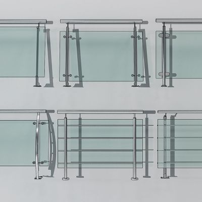 现代不锈钢玻璃栏杆扶手组合