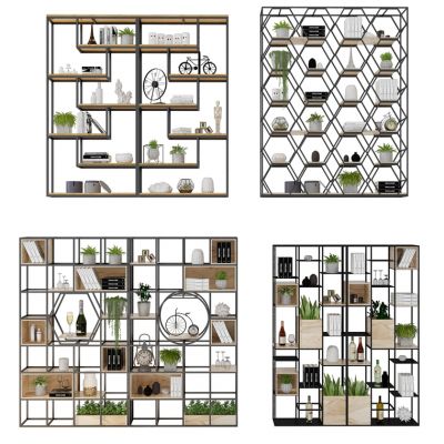 现代铁艺置物架装饰架隔断组合