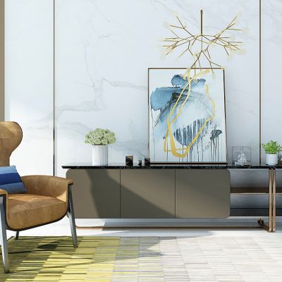 现代电视柜休闲椅摆件组合