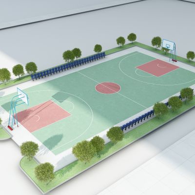 现代室外篮球场