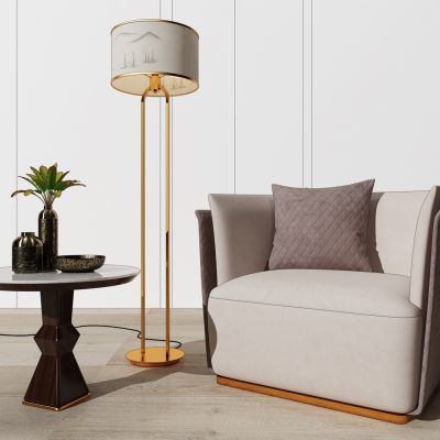 简欧轻奢单人沙发落地灯