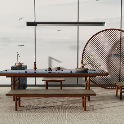 新中式茶桌椅子长凳子茶具茶台组合