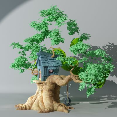 半卡通儿童娱乐景观植物大树树屋