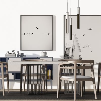 新中式桌椅柜子组合