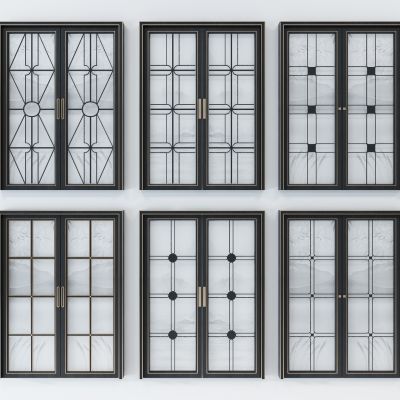现代玻璃门推拉门组合