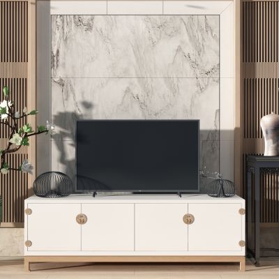 新中式电视柜花架摆台陶罐