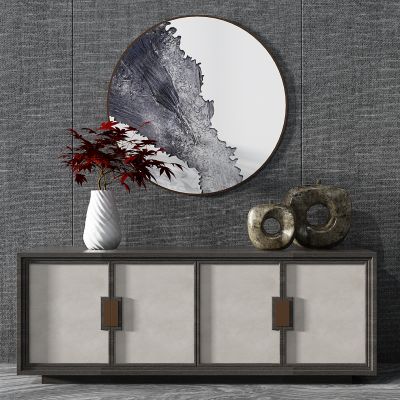 新中式边柜电视柜花瓶