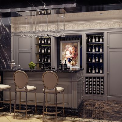 欧式地下娱乐室吧台吧椅
