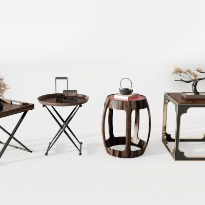 新中式边几鼓凳摆件