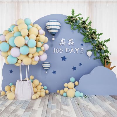 现代气球热气球合影区网红婚庆花艺背景墙花艺花环