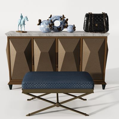 简欧轻奢玄关柜餐边柜装饰柜电视柜摆台摆件女士皮包脚蹬