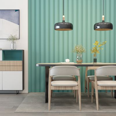 北欧实木餐桌椅吊灯端景柜装饰柜