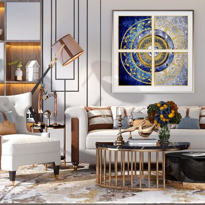 简欧欧轻奢沙发茶几单体沙发花瓶