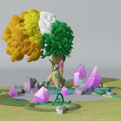 半卡通儿童娱乐景观植物树钻石场景