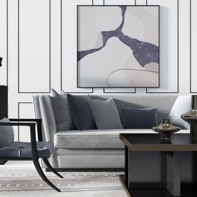 简欧沙发茶几雕塑摆台