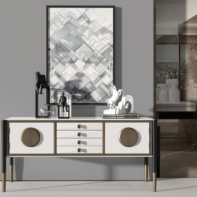 新古典玄关柜摆台装饰柜餐边柜雕塑摆件