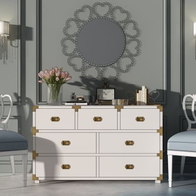 新中式餐边柜子装饰柜壁灯椅子镜子组合