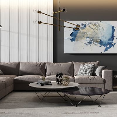 现代转角沙发茶几