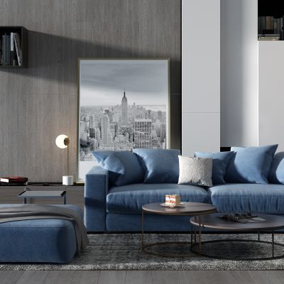 现代双人沙发茶几组合