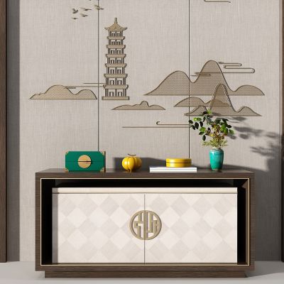 新中式电视柜边柜玄关柜摆件铁艺挂件挂饰南瓜