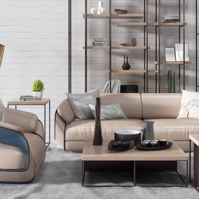 简欧宾利沙发茶几单人沙发木头枝杆落地灯书架