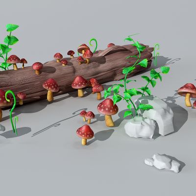 蘑菇树墩枯树树墩烂木头