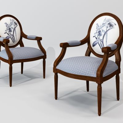 法式实木布艺单人椅子