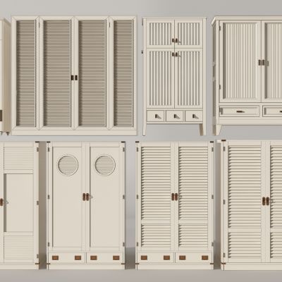 欧式百叶衣柜衣橱组合