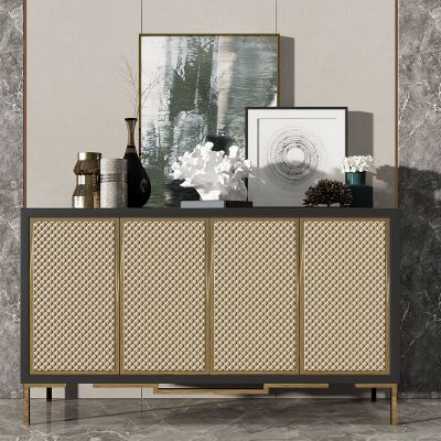 新中式轻奢玄关柜餐边柜装饰柜电视柜珊瑚摆件