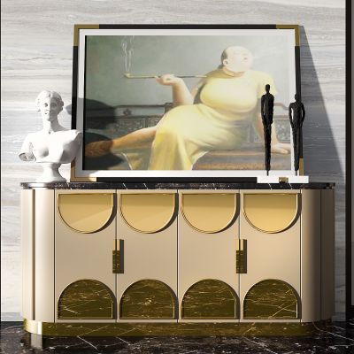 现代轻奢玄关柜餐边柜装饰柜电视柜人物雕塑