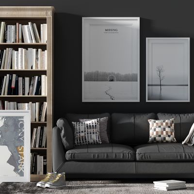 北欧单体双人沙发书柜