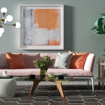 现代沙发茶几边几吊灯