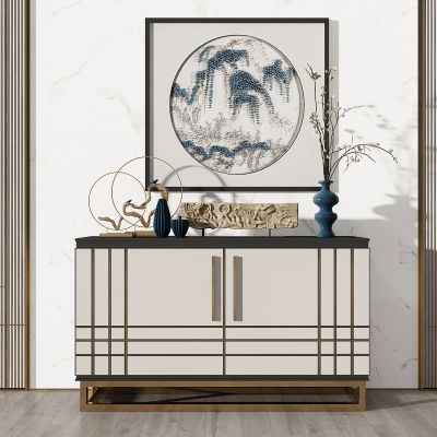 现代边柜玄关柜摆台木雕挂画摆件