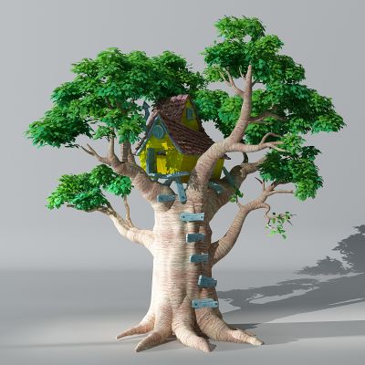 半卡通儿童娱乐景观植物大树树屋