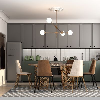 现代轻奢餐桌椅橱柜