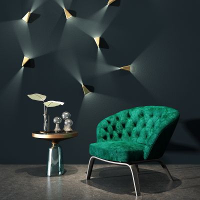 简欧休闲椅角几边几壁灯