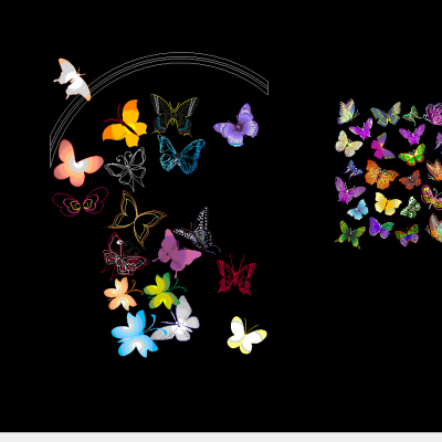 创炫彩蝴蝶花朵CAD图库素