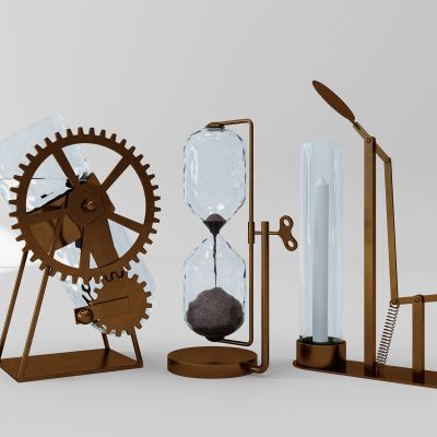 工业风齿轮沙漏摆件组合