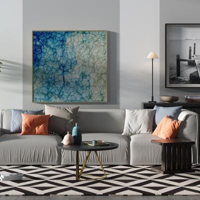 现代沙发茶几边几装饰柜边柜植物盆栽